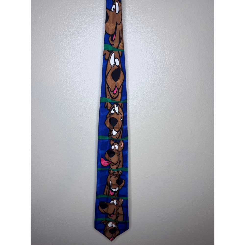Vintage‎ 1997 Scooby-Doo Cartoon Network Silk Tie Blue Green Hanna-Barbera 90s
